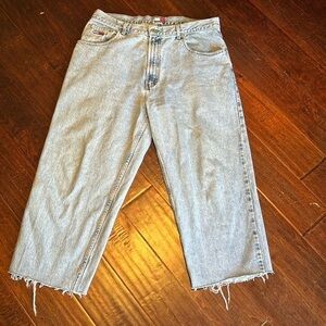 Tommy Hilfiger cropped jeans sz 38 distressed hemline vintage denim 100% cotton